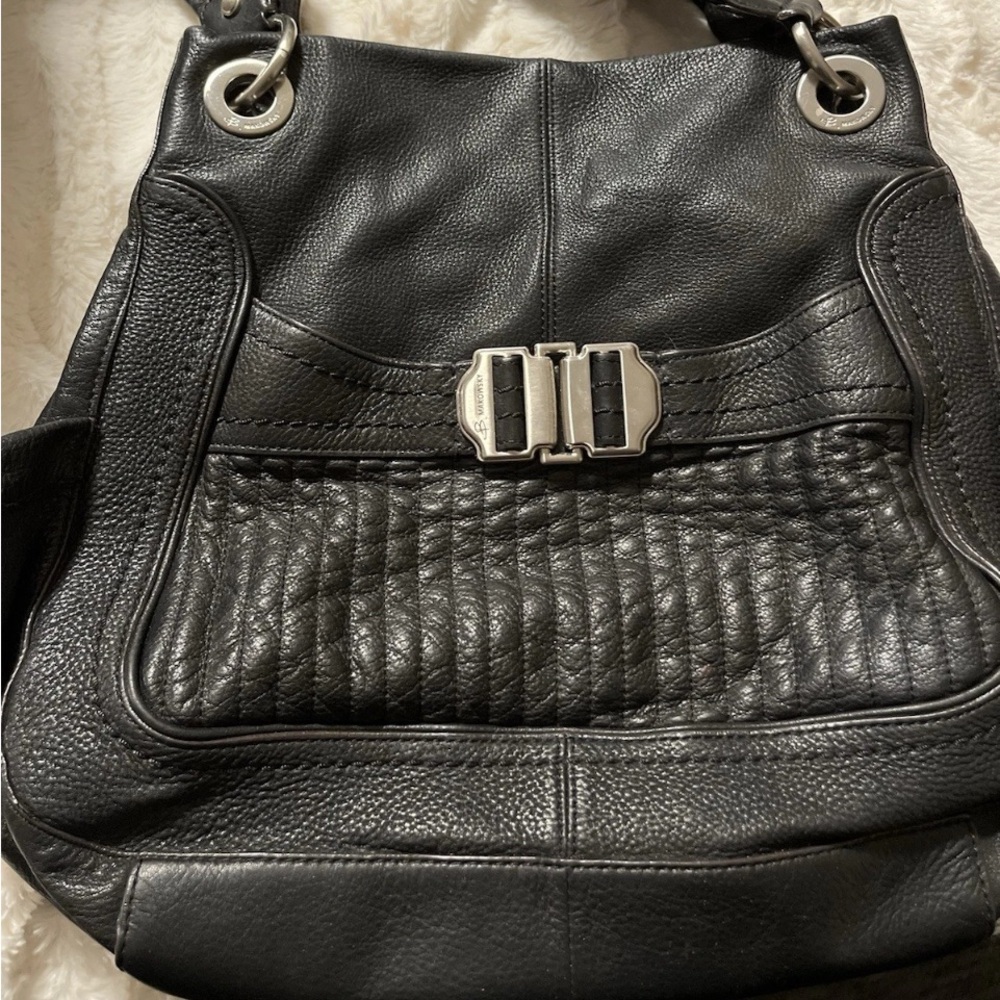 B Makowsky soft Black Leather Shoulder Bag